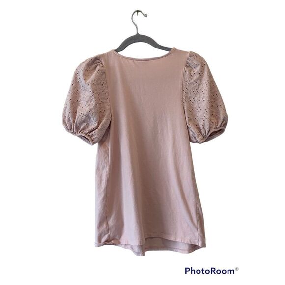 Isabel Maternity by Ingrid & Isabel Women's Mauve Pink Short Puff Sleeve Top Siz - Picture 3 of 5
